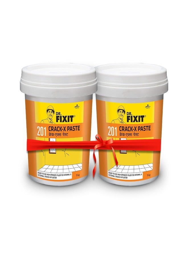 Dr. Fixit Acrylic 201 Crack X Paste-1Kg, Ready To Use Filler For Internal & External Surface Cracks On Roofs, Walls - Flexible Putty With Excellent Bonding - Pack Of 2 - Image 1